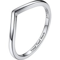 PROSILVER Women Sterling Silver Ring Simple/Cubic Zirconia Promise Wishbone Wedding Rings with S925 Stamp, Hypoallergenic, Size 4-12, Engraving (Send