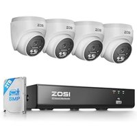 ZOSI 4K PoE CCTV Camera System, 4 x 8MP PoE IP Cameras Outdoor Indoor with 2-Way Audio, 8CH NVR and 2TB HDD for 24/7 Recording (16CH Expandable), Huma