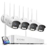 ZOSI 4K Wireless CCTV Camera System, 8CH 4K NVR with 1TB HDD, 4Pcs 8MP WiFi Security Camera Outdoor, with 2-way audio, AI Detection and Alarm Lights,