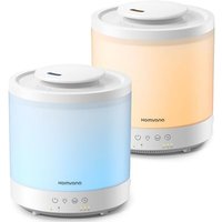 Homvana Humidifiers for Bedroom, 2-Pack 1.5 L Top-Fill Cool Mist Humidifier for Baby Nursery Plants Kids Home, 3-in-1 Diffuser with Night Light, Auto