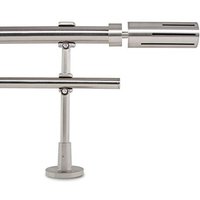 GCurtain Adjustable Double Curtain Pole, 28-46 Inch, 1.1 Inch Diameter, Brushed Nickel Finish, Wall Mount, Shooting Star Finials Shooting Star 70cm-12