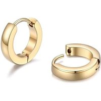 PROSTEEL Mens Earrings - Huggie Hoop Earrings Lightweight Small Sleeper Cartilage Tiny Hoops Jewellery 8/9/10/12/14/16mm, Silver/Black/Gold Plated (Wi