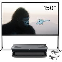 AWOL VISION LTV-3500 Pro Bundle with 150" Folding Outdoor Screen with Stand and 3D Glasses (2-Pack), 4K UHD HDR10+ Dolby Vision Ultra Short Throw Trip
