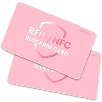 WHonor RFID Blocking Card 2 Pack, One Card Protects Entire Wallet/Purse, Debit Credit Card Protector, Anti-Theft Contactless NFC Blocker (Pink, 2 Pack