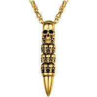 PROSTEEL Skull Necklace for Men, Skeleton Pendant Necklaces, Retro Hip Hop Punk Style, Gothic Halloween Jewellery Stainless Steel, Send Gift Box 01 Go