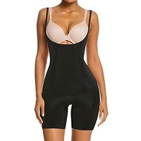 SHAPERX Women Body Shaper Tummy Control Seamless Shapewear Open Bust Mid-Thigh Bodysuit Shorts