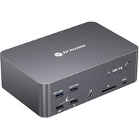 (Desktop only) AV Access KVM Switch 3 Monitors 2 Computers 8K@60Hz, 1G Ethernet for 2 PCs, with Remote Controller, 3xUSB 3.0, Docking Station Triple M