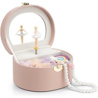 Vlando Musical Jewellery Box with Spinning Ballerina, Handheld Jewel Storage Case Childrens Musice Box Jewellery Storage Boxes with Lids for Children