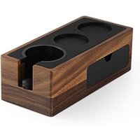 MHW-3BOMBER Espresso Tamping Station with Magnetic Drawer, 4 in 1 Walnut Espresso Organizer Box,51/54/58mm Portafilter Holder, Detachable Coffee Tampe
