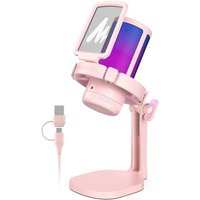 MAONO USB Microphone for PC, RGB Gaming Mic with Mute Button, Noise Cancellation Condenser Microphone with Gain knob for Streaming, Podcast, Recording