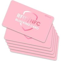 WHonor RFID Blocking Card 6 Pack, One Card Protects Entire Wallet/Purse, Debit Credit Card Protector, Anti-Theft Contactless NFC Blocker (Pink, 6 Pack