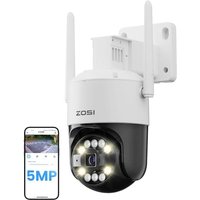 ZOSI 5MP 3K Wi-Fi 6 Wireless Security CCTV Camera Outdoor, PT WiFi Camera with 24/7 Recording, Person Vehicle Detection, Spotlight Siren, Color Night