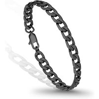 PROSTEEL Mens Bracelet - Stylish Flat Cuban Figaro Chain Wrist Link Bracelets Hypoallergenic 316L Stainless Steel Jewellery Silver/Gold Plated/Black 1