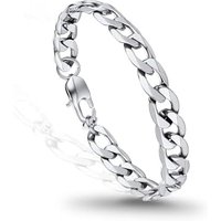 PROSTEEL Mens Bracelet - Stylish Flat Cuban Figaro Chain Wrist Link Bracelets Hypoallergenic 316L Stainless Steel Jewellery Silver/Gold Plated/Black 1