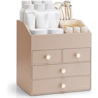 Vlando Make up Organiser, Large Capacity Skincare Organiser with 4 Drawer,for Lipstick,Skincare Storage & Bedroom,Toffee Toffee-four Drawer