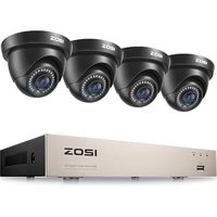ZOSI 1080P CCTV Camera System 8 Channel H.265+ 5MP Lite Surveillance DVR and 4 x1080P Outdoor CCTV Cameras With AI Human/Vehicle Detection, Dome Black