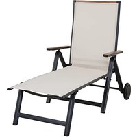 Grand patio Sunlounger with 2 Wheels, Portable, 6 Adjustable Position, Aluminum Frame, Lounge Chair for Beach, Sunbathing, Patio, Pool, Lawn, Deck (Be