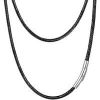 PROSTEEL Mens Leather Necklace Cord, 3mm Width Black Braided Rope Chain with Stainless Steel Clasp, Waxed Waterproof 16"-30" Length (with Gift Box) 76