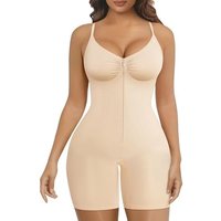 SHAPERX Shapewear Bodysuit Tummy Control Seamless Body Shaper Zip Front with Hooks High Compression Waist Sculpting Invisible Under Dress XS Beige Sho