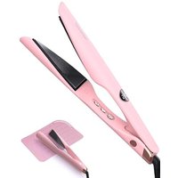 LANDOT 2-in-1 Hair Straighteners and Curler, Upgrade Twist Flat Curling Iron for Sleek Straight, Bouncy Curls, Beach Waves, Tourmaline Ceramic, Dual V