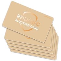 RFID Blocking Card 6 Pack, Bank Debit Credit Card Protector, Anti-Theft Contactless NFC Blocker, One Card Protect Entire Wallet (Golden, 6 Pack)