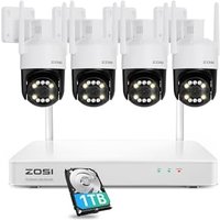 ZOSI 4K Wi-Fi 6 Wireless CCTV Camera System, 4Pcs 8MP WiFi Security Cameras Outdoor, 4K 8CH NVR with 1TB HDD, Pan/Tilt, Full-Color Night Vision, AI Pe