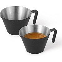 MHW-3BOMBER 100ml Minimalist Measuring Cup 2 Packs, Stainless Steel Espresso Cups with Handle, Pouring Cup for Barista, Coffee Accessories Matte Black