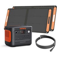 Jackery Explorer 1000V2 Portable Power Station (2024 New) + 2x 100W Solar Panels + 5M Extension Cable, 1070Wh LiFePO4, 1500W AC & 100W USB-C Output, 1