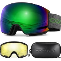 Odoland OTG Ski Goggles Set with Detachable Lens, Interchangeable Lens, Anti-Fog 400 UV Protection Snow Goggles for Men and Women, Helmet Compatible V