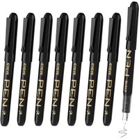 EYEYE Disposable Fountain Pens, 8 Pack Black Fine Point Pens Calligraphy Pens for Writing, Stainless Steel Nib, Smooth Writing for Journaling, Draftin