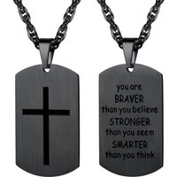 PROSTEEL Cross Necklace for Men, Lord's Prayer Cross Pendant with Adjustable Chain 22-24 Inches 316L Stainless Steel Bible Verse Christian Gifts for M