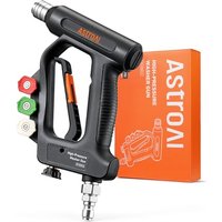 AstroAI Short Pressure Washer Gun with Swivel - High Pressure Washer with 4 Nozzles and 3/8” Swivel Quick Connector - 4060PSI Max and Compatible with Hose, Foam Cannon Car Wash Foam Gun, Black
