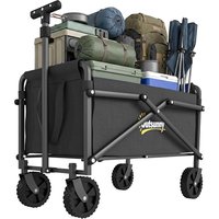 Outsunny 62L Festival Trolley on Wheels, Portable Small Folding Trolley Cart, 60kg Heavy Duty Collapsible Foldable Wagon with Adjustable Handle and Ca