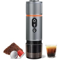 CONQUECO Portable Espresso Machine Travel: 12v Car Coffee Maker with Battery for Camping - Small Electric - 2.5 Mins Heating - 8 Cups Espresso for One