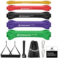 Odoland 5 Packs Pull Up Assist Bands, Pull Up Straps, Resistance Bands with Door Anchor and Handles, Stretch Mobility, Powerlifting and Extra Durable