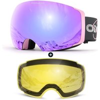 Odoland Unisex Ski Goggles for Men, Women and Boys - Frameless Snowboard Goggles With Magnetic Interchangeable Lens, UV Protection, Anti-fog, Helmet C