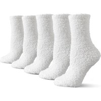 TOCONFFON Cosy Warm Fuzzy Fluffy Socks Womens Winter Thermal Ladies Slipper Bed Socks 4-8 for Gifts 4-8 White