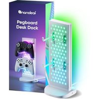 Nanoleaf Pegboard Desk Dock White, 3-in-1 Smart RGBIC Table Lamp with Headphone/Controller Holder, Double-Sided Dynamic Lighting, USB-C Dock, Music &
