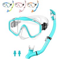 HiiPeak Kids Snorkel Set, Dry Top Snorkel Mask Snorkelling Package, Snorkelling Diving Mask with Breathing Tube Panoramic View Tempered Glass Anti-Fog