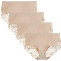 LIQQY Lace Knickers for Women Multipack Cotton Underwear Lace Full Coverage Briefs Panties Pack of 4 S Nude