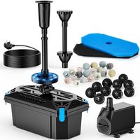 #ad Amazon poposoap-uk POPOSOAP RGB Pond Fountain & Pond Filter Kit, 2500 L/H Pond Filter Pump with RGB Auto-Cycle LED Lights & Adjustable Flow, Outdoor Water Feature for Ga