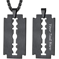 PROSTEEL Men Necklace, Razor Blade Pendant with Sturdy Chain-55+5CM Adjustable, Can Engrave, 316L Stainless Steel/Gold Plated/Black (Send Gift Box) Cu