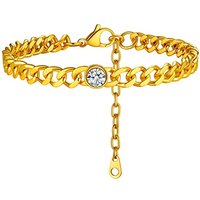 PROSTEEL Women 6mm Cuban Chain Anklet, Stainless Steel/Gold Plated/Black-Send Gift Box April Gold Plated