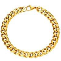 PROSTEEL Mens Cuban Chain Bracelet Silver, 3/6/9/12MM Width, 19/21CM Length, Strong 316L Stainless Steel (Send Gift Box) Gold Plated-9mm 21 CM Length