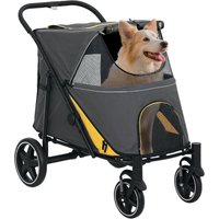 PawHut Dog Stroller Foldable Dog Pram for Medium/Large Breeds Dark Grey