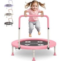 BCAN 91cm Toddler Trampoline Adjustable Handle Safety Pad and Folding Legs Baby Trampoline Indoor Outdoor Gift for Boys Girls pink