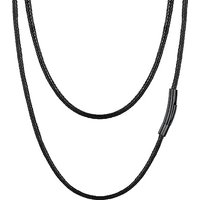 PROSTEEL Mens Leather Necklace Cord - 2mm/3mm Width Braided Waxed Waterproof Rope Chain for Pendant with Black Stainless Steel Black Clasp, 16"-30" In