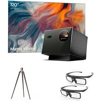 Valerion Home Theater Bundle - Includes Valerion Pro2 4k Projector + 120" Matte White Screen + Wall Mount Bracket + 3D Glasses 120" Matte White Screen