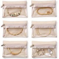 Vlando Velvet Jewellery Pouch with Zipper - 6 Pcs Travel Jewellery Organiser for Business Trip 6 Bag