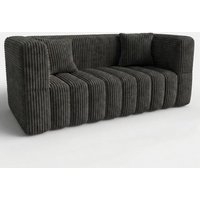 RUMMY Small 2-Seater Loveseat, Black High-Resilience Foam Sofa with 2 Pillows, Comfy Upholstered Couch with Armrests for Living Room, Bedroom, Apartme